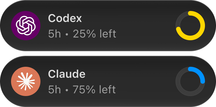 Codex and Claude usage in the Reset Radar menu bar